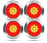 Biqing 4pcs 4" Feux Remorque LED Rond,12V 24V Led Feux Arrière de Remorque Rouge Feux Stop Ambre Indicateur Lamp Avec Lunette Chromée Eclairage pour Remorque Camion Van Remorque RV