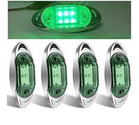 Biqing 4pcs 6-LED Feux de Gabarit Latéraux LED Vert,3.8 Inch 12V 24V Feux de Gabarit Arrière Avant Indicateur Latéraux avec Lunette Chromée pour Camion Remorque Van Bus Bateau
