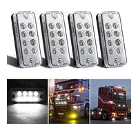 Biqing 4PCS 8LED Feu de Position Latéral,Unviersal 12V/24V Feux Latéraux Éclairage Arrière Avant Feux de Gabarit LED 3.8 Inch pour remorque Van Caravan Camion de Voiture Bus Bateaux(Blanc)