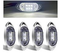 Biqing 4pcs Feux de Gabarit Blanc, 6LED 3.8 Inch 12V 24V Feu de Gabarit Remorque Arrière Avant Indicateur Latéraux avec Lunette Chromée pour Camion Remorque Van Bus Bateau