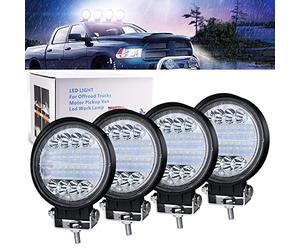 Biqing 72W Phare de Travail LED,4.5 Inch Phare de Travail Rond 7200lm Additionnel 4x4 Projecteur Flood Combo Feu de Brouillard Lampe Conduite 12V 24V Projecteur Longue Portee LED (4)