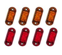 Biqing 8PCS Feux de Gabarit LED latéral Eclairage,Feux De Côté Led, Feux De Dégagement,Orange Rouge Universel 12V / 24V pour voiture camion van remorques camion bus de voiture