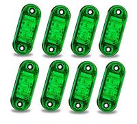 Biqing 8PCS Feux de Gabarit LED latéral Eclairage Vert,Light Side Marker Lumières Feux De Côté Led, Feux De Dégagement Universel 12V / 24V pour voiture camion van remorques camion bus de voiture