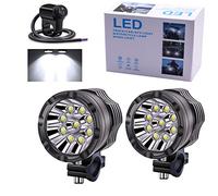 Biqing 90W Phare Moto Feux Additionnels LED,Phares Avant Supplémentaires pour Moto 12V/24V Anti Brouillard Projecteur Spot pour Truck Motos Quad Scooter Avec 22mm Interrupteurs (2)