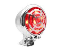 Biqing Feu Arrière de Moto Rond,12V Feu de Freinage de Moto Rouge Stop Motos avec Grille argentée