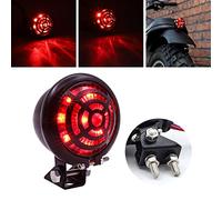 Biqing Feu Arrière de Moto Rond,12V Feu de Freinage de Moto Rouge Stop Motos avec Grille Noir