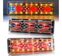 Biqing Feu Arrière de Remorque LED Multifonctionnel 24V DC 46 LED - Feux Stop, Néon, Clignotant Dynamique Pour Camion Caravane Van Tracteur, 2pcs