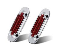 Biqing Feu de Gabarit Remorque, 24V 6.4" Feux de Gabarit Feu Latéral Ampoule avec Lunette Chromée pour Voiture Véhicule Camion Remorque Caravane (Rouge-2X)