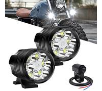 Biqing Feux Additionnels Moto,20W Phares LED de Moto Projecteur Avant Feux de Brouillard Supplémentaires avec Interrupteur Motos 12V 24V