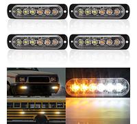 Biqing Feux Stroboscopique, LEDs Lampe Flash Stroboscope Gyrophare LED Feux Pénétrations Avant Voyant d’Alarme Urgence Strobe 12V/24V pour Voiture Camion Remorque (6LED-Jaune&Blanc-4X)