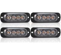 Biqing Feux Stroboscopique, LEDs Lampe Flash Stroboscope Gyrophare LED Feux Pénétrations Avant Voyant d’Alarme Urgence Strobe 12V/24V pour Voiture Camion Remorque (4LED-Jaune-4X)