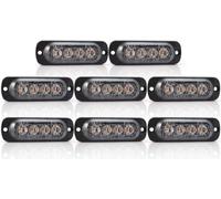 Biqing Feux Stroboscopique, LEDs Lampe Flash Stroboscope Gyrophare LED Feux Pénétrations Avant Voyant d’Alarme Urgence Strobe 12V/24V pour Voiture Camion Remorque (4LED-Amber-8X)