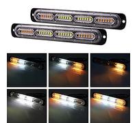 Biqing Feux Stroboscopique, LEDs Lampe Flash Stroboscope Gyrophare LED Feux Pénétrations Avant Voyant d’Alarme Urgence Strobe 12V/24V pour Voiture Camion Remorque (24LED-Jaune&Blanc-2X)