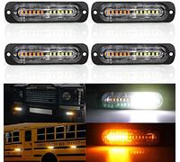 Biqing Feux Stroboscopique, LEDs Lampe Flash Stroboscope Gyrophare LED Feux Pénétrations Avant Voyant d’Alarme Urgence Strobe 12V/24V pour Voiture Camion Remorque (12LED-Jaune&Blanc-4X)