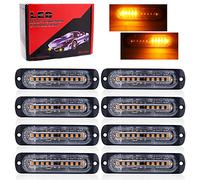 Biqing Feux Stroboscopique, LEDs Lampe Flash Stroboscope Gyrophare LED Feux Pénétrations Avant Voyant d’Alarme Urgence Strobe 12V/24V pour Voiture Camion Remorque (12LED-Amber-8X)