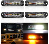 Biqing Feux Stroboscopique, LEDs Lampe Flash Stroboscope Gyrophare LED Feux Pénétrations Avant Voyant d’Alarme Urgence Strobe 12V/24V pour Voiture Camion Remorque (12LED-Blanc&Jaune-4X)