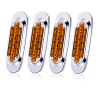 Biqing [High/Low Beam] 4PCS LEDs Feux de Gabarit pour Remorque 24V Ambre, 6.4" Feux de Position Latéraux Feu Latéral Ampoule avec Lunette Chromée pour Voiture Véhicule Camion Remorque Caravane