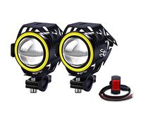 Biqing LED Feux Additionnels Moto Phare Antibrouillard Jaune,U7 Feux de Brouillard Rond Voiture Phare Avant de Moto 1 Modes 12V 24V Universel LED Lampe Lumière Auxiliaire de Conduite Avec Interrupteur
