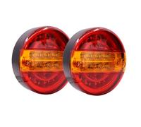 Biqing LED Feux Arrière de Remorque, 12V Feux Arrière de Camion Hamburger Rond Feux Remorque LED Feu Stop de Frein, Lampe Indicateur de Clignotant pour Camion Voiture Van Remorque (bicolore A)