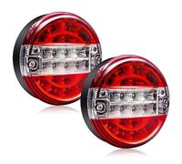 Biqing LED Feux Arrière de Remorque, 12V Feux Arrière de Camion Hamburger Rond Feux Remorque LED Feu Stop de Frein, Lampe Indicateur de Clignotant pour Camion Voiture Van Remorque (bicolore B)