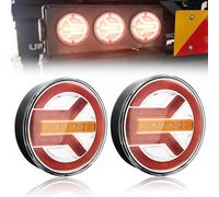 Biqing LED Feux Arrière de Remorque, 12V Feux Arrière de Camion Hamburger Rond Feux Remorque LED Feu Stop de Frein, Lampe Indicateur de Clignotant pour Camion Voiture Van Remorque (trident)
