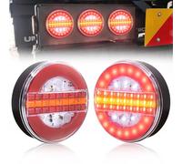 Biqing LED Feux Arrière de Remorque, 12V Feux Arrière de Camion Hamburger Rond Feux Remorque LED Feu Stop de Frein, Lampe Indicateur de Clignotant pour Camion Voiture Van Remorque (tricolore A)