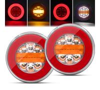 Biqing LED Feux Arrière de Remorque, 12V Feux Arrière de Camion Hamburger Rond Feux RemorqueLampe Indicateur de Clignotant pour Camion Voiture Van Remorque (Cercle)
