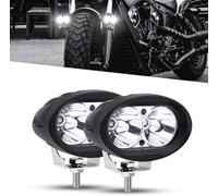 Biqing Phare LED Moto Avant,20W Feux Additionnels Moto Ronde de Travail Feux Brouillard 12V/24V Phare Supplementaire De Jour DRL Avec Des Yeux D'ange Blanc