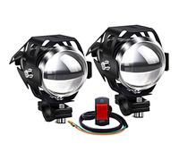 Biqing Phare Moto Feux Additionnels 1 Mode,U5 Phares Avant de Moto Anti Brouillard Projecteur Spot LED Motos 125W 3000LM supplémentaires avec interrupteur pour motos Quad Scooter