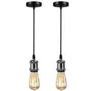 Biqing Plafonnier vintage en forme de rosace avec douille E27 avec câble flexible (2, noir)