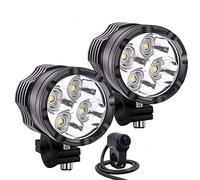 Biqing Ronds Feux Additionnels Moto,4LED Moto Phare Projecteurs 3600LM 12V/24V Feux de Brouillard Supplémentaires avec Interrupteur étanche pour Motos 22mm(2PCS)