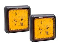 Biqing Truck Rear [2 Modes] 2PCS Feu Arrière LED pour Remorque,Carrés Feux Remorque LED 24V Feux de Frein Arrière Feux Antibrouillard pour Camion/Remorque/Caravane/Tracteur (Jaune)