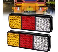Biqing Truck Rear [2 Modes] 2PCS Feu Arrière LED pour Remorque,Carrés Feux Remorque LED 24V Feux de Frein Arrière Feux Antibrouillard pour Camion/Remorque/Caravane/Tracteur (rouge+blanc+jaune)
