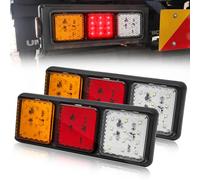 Biqing Truck Rear [2 Modes] 2PCS Feu Arrière LED pour Remorque,Carrés Feux Remorque LED 24V Feux de Frein Arrière Feux Antibrouillard pour Camion/Remorque/Caravane/Tracteur (Jaune&Rouge&Blanc)