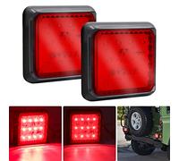 Biqing Truck Rear [2 Modes] 2PCS Feu Arrière LED pour Remorque,Carrés Feux Remorque LED 24V Feux de Frein Arrière Feux Antibrouillard pour Camion/Remorque/Caravane/Tracteur (Rouge)