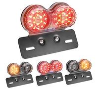 Biqing Universal LED Moto Feu Arrière Clignotant Lumière, Feux Stop pour Moto, Double Feux de Remorque, Feux de Support de Plaque D'immatriculation de Frein, Lentille de fumée