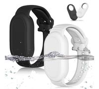 BIQIRE Lot de 2 bracelets compatibles avec Samsung Galaxy SmartTag 2 (2023) en silicone souple pour enfants et enfants âgés (noir + blanc)