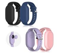 BIQIRE Lot de 4 bracelets compatibles avec Samsung Galaxy SmartTag 2 (2023), bracelet en silicone souple Smart Tag 2 pour enfants et enfants âgés (noir + bleu + rose + violet)