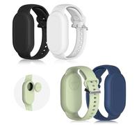 BIQIRE Lot de 4 Bracelets compatibles avec Samsung Galaxy SmartTag 2 (2023), en Silicone Souple Smart Tag 2 (Noir + Blanc + Bleu + Vert)