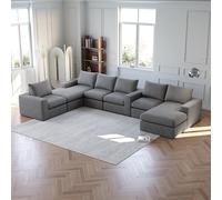 Biqzuya Canapé Convertible 6 Places, Canapé d'angle Modulaire sans Montage avec 3 Coussins, Canapé Lit Combinaison DIY, Canape panoramique pour Salon et Chambre