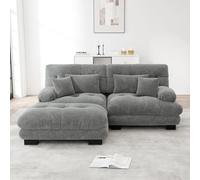 Biqzuya Canapé d'angle Modulaire | Convertible 3 Places | Canapé Cloud Confortable avec Ottoman Amovible | Combinaison DIY | Tissu Chenille | Gris
