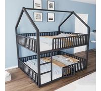 Biqzuya Lit superposé Enfant 140x200 cm en métal, lit Mezzanine avec escalier, lit Familial pour Enfants, Design loft, lit inférieur avec Porte ouvrable et refermable
