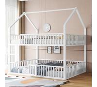 Biqzuya Lit superposé Enfant 140x200 cm en métal, lit Mezzanine avec escalier, lit Familial pour Enfants, Design loft, lit inférieur avec Porte ouvrable et refermable