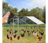 Biqzuya Parc d'extérieur pour Poules 3x4x2m en métal Robuste, Poulailler avec verrou de sécurité et bâche PE étanche, Clapier extérieur, enclos Poule pour Petits Animaux