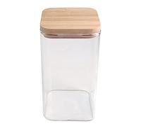 Birambeau - Bocal en Verre - Boîtes décoration et Conservation - Couvercle Bambou - Idéal Conservation Aliments Secs -Capacité : 750mL - hauteur 15 cm - diamètre 8.2 cm