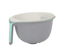 Birambeau - Ustensiles de Cuisine - Set 2 Bols et Passoire Bol alimentaire Saladier - Economique - 2 en 1, Gris