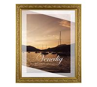 BIRAPA Venise Cadre photo en bois avec vitre en verre synthétique antireflet Doré 45 x 65 cm