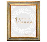 BIRAPA Vienna Cadre photo, Cadre pour puzzle, Encadrement tableau, en bois massif Turquoise doré 28 x 35 cm