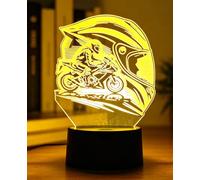 BIRBANN Lampe 3D Moto Cross Casque LED Tactile 7 Couleurs | USB ou piles, 4 modes lumineux, veilleuse perle douce, pour garçon & Adolescents, idée cadeau déco pour chambre enfan