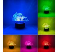 BIRBANN Lampe Bulldozer et Excavator, veilleuse 3D Illusions avec 7 couleurs changeantes, lampe de nuit pour enfants pour une atmosphère propice au sommeil, cadeau pour garçons et filles